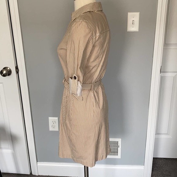 Mango tan striped button down dress w/ belt- NWT - Picture 2 of 5
